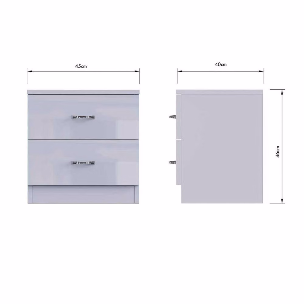 ERGOVEXA Grey 2 Drawer Bedside Table Nightstand Cabinet – 2