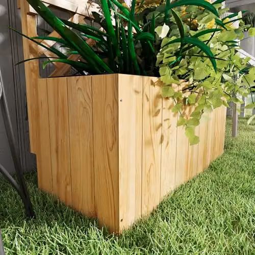 Outsunny Wooden Raised Planter with Trellis and 2 Shelves, Brown and Beige – 7