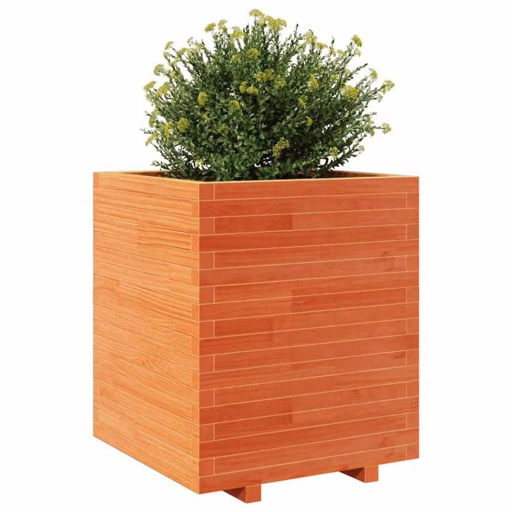 Berkfield Home Garden Brown Solid Wood Pine Planter Tub W: 60 cm, D: 60 cm, H: 72.5 cm – 2
