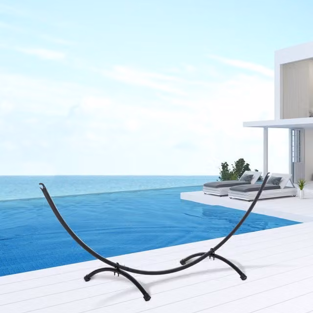Outsunny Adjustable Metal Hammock Stand, Black