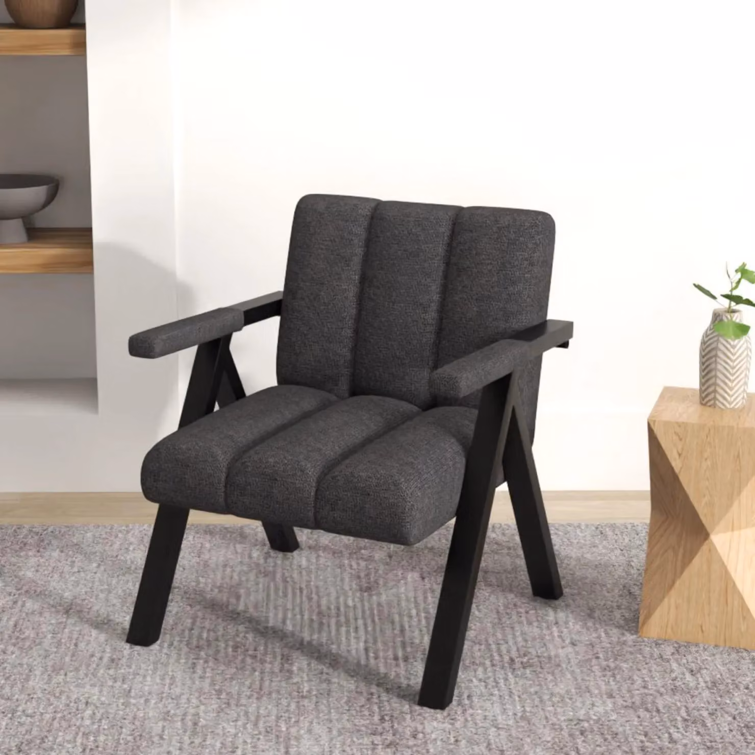 Gymax Oversized Accent Armchair with Metal Frame in Dark Grey – 3