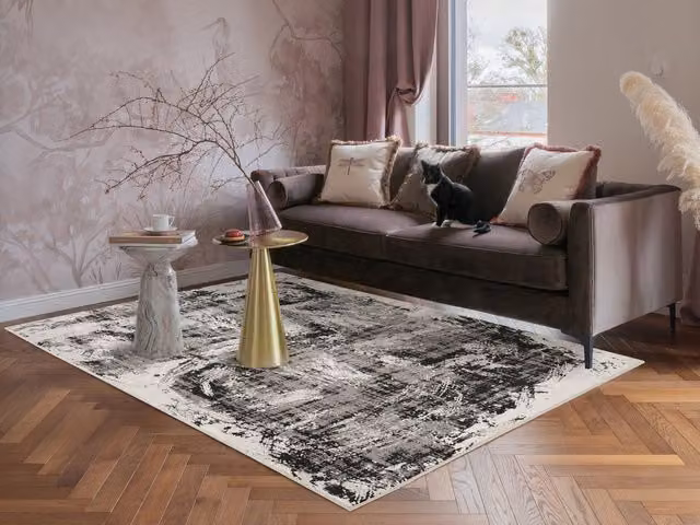 Desire Rugs Abstract Modern Black Area Rug, W: 230 cm, D: 160 cm