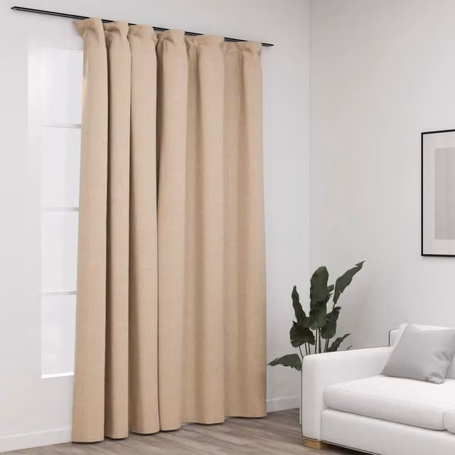 Berkfield Home Linen-Look Blackout Curtain in Beige, W: 290 cm, H: 245 cm
