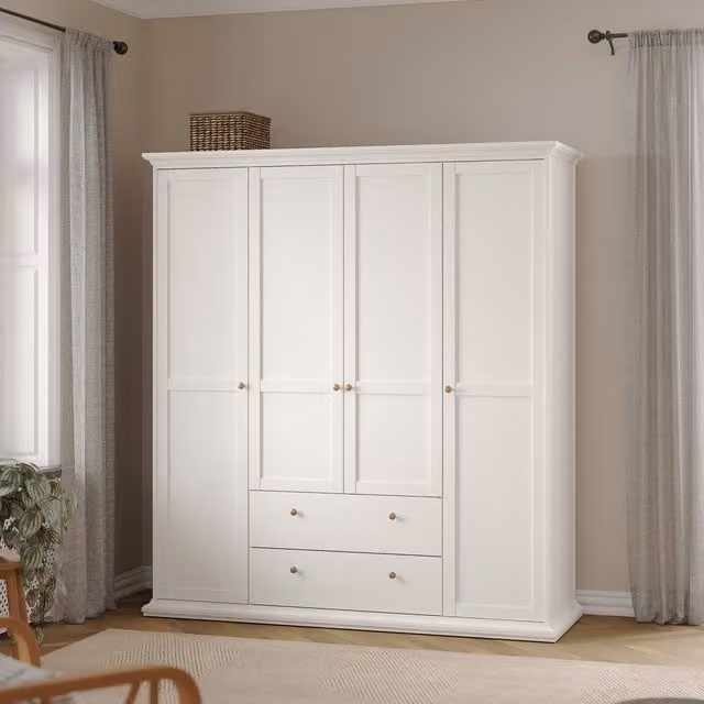 Furniture To Go Paris 4-Door Wardrobe in White