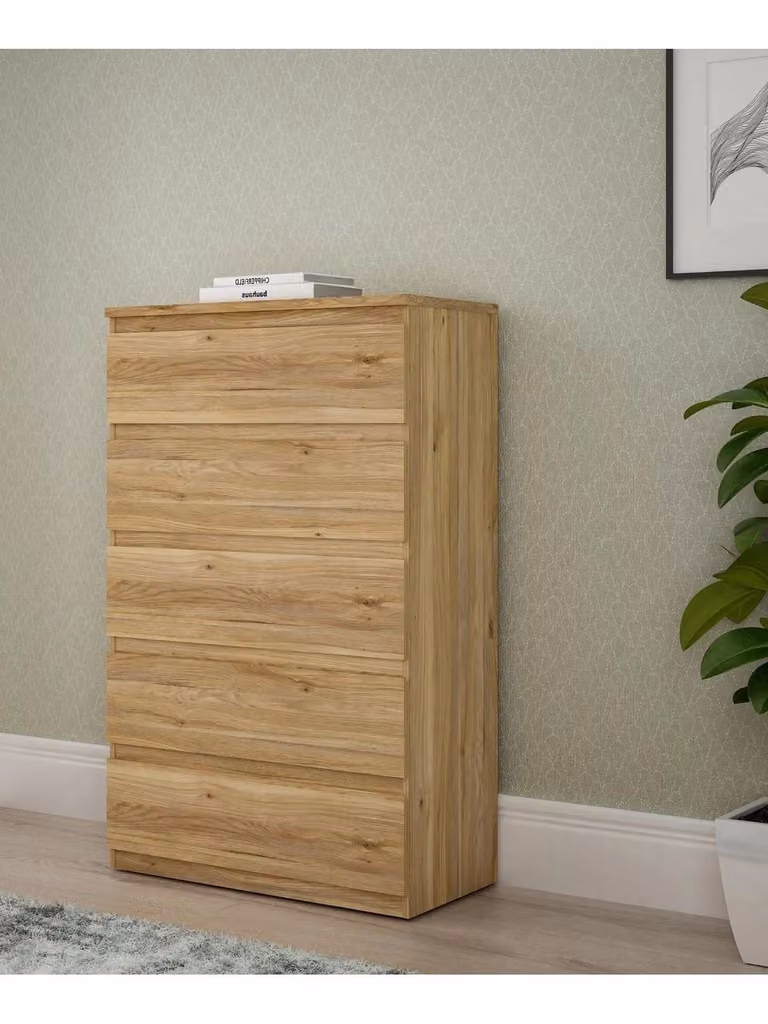 Very Home Brown Freestanding Wood Chest of Drawers, Height: 128.1 cm