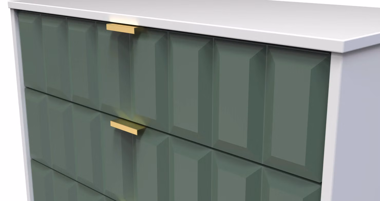 Ready Assembled 2 U Metro 5 Drawer Chest in Green and Gold – 3