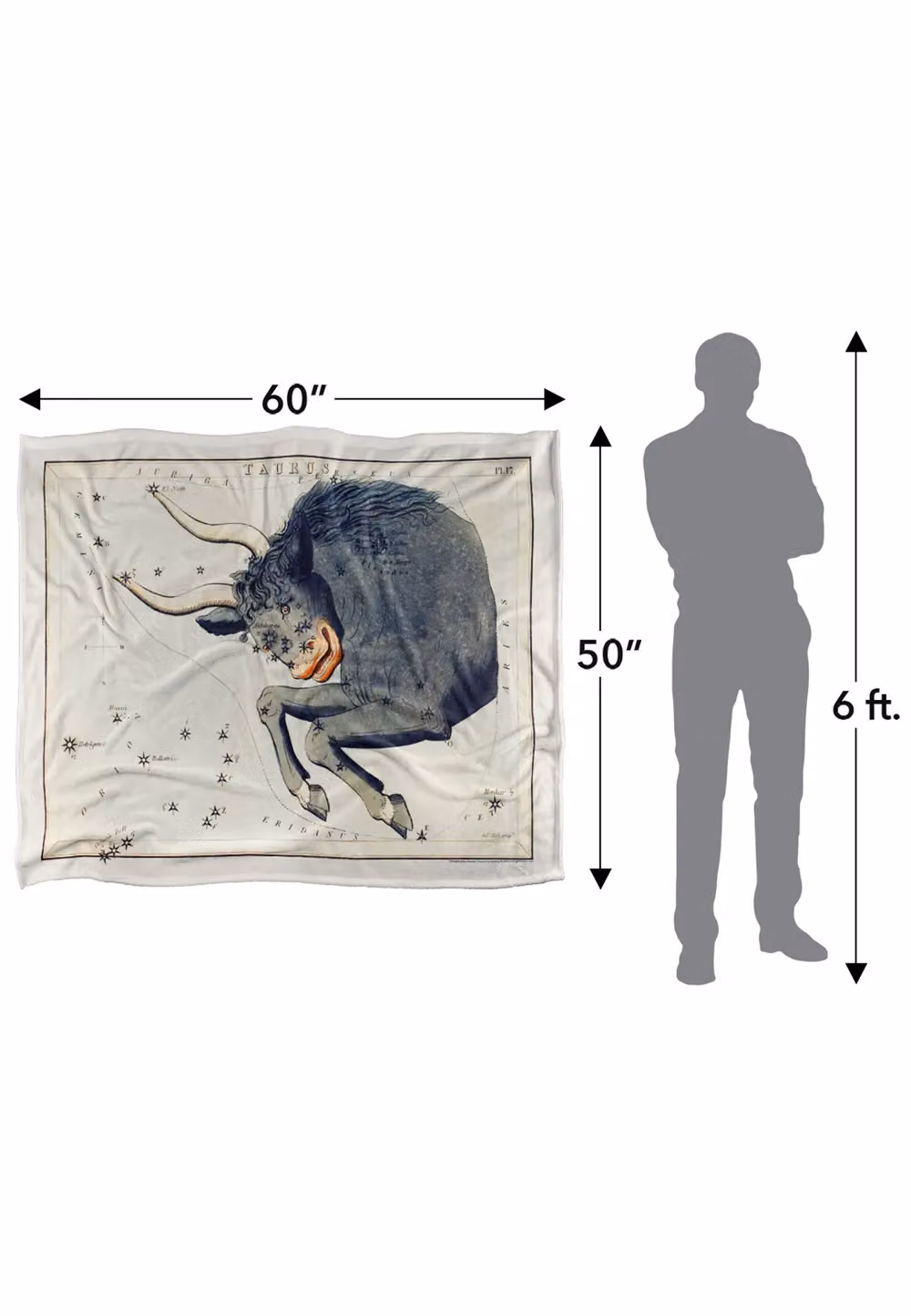 Graffitee Studios Vintage Taurus Zodiac Super Soft Fleece Throw Blanket, White, W: 152 cm, D: 127 cm – 4