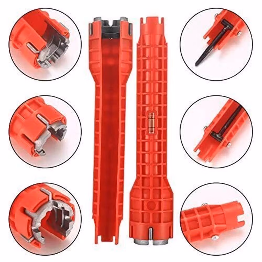 VOGREX 14-in-1 Sink Faucet Wrench and Plumbing Pipe Spanner Kitchen Tool, Red – 4