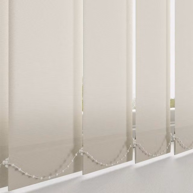 Terrys Made to Measure Plain PVC Blackout Vertical Blind in Linen Effect, Flame Retardant and Damp Room Suitable