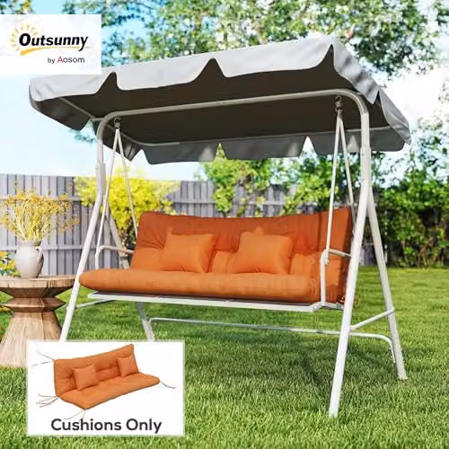 Outsunny Orange Water Repellent Quilted Outdoor Seat and Back Cushions with Foam Filling – 2