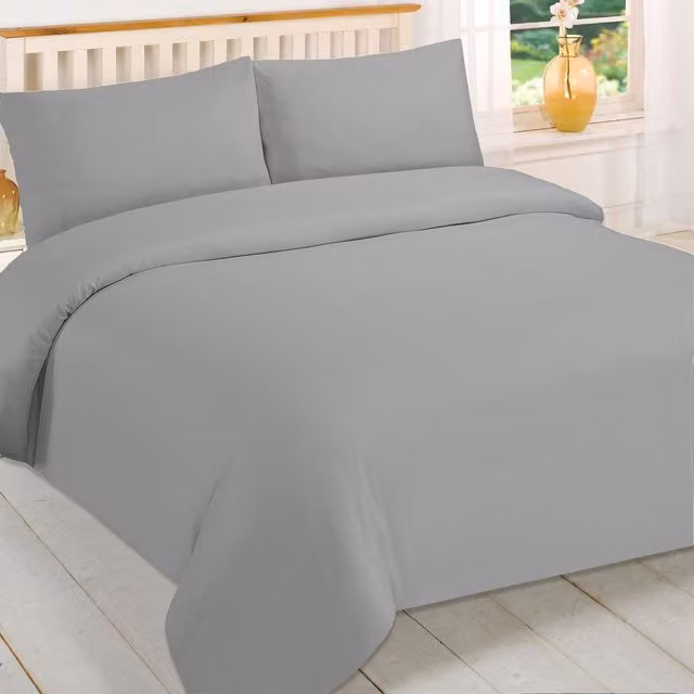 Brentfords Grey Microfibre Polyester Double Duvet Cover and Pillowcase Set – 3
