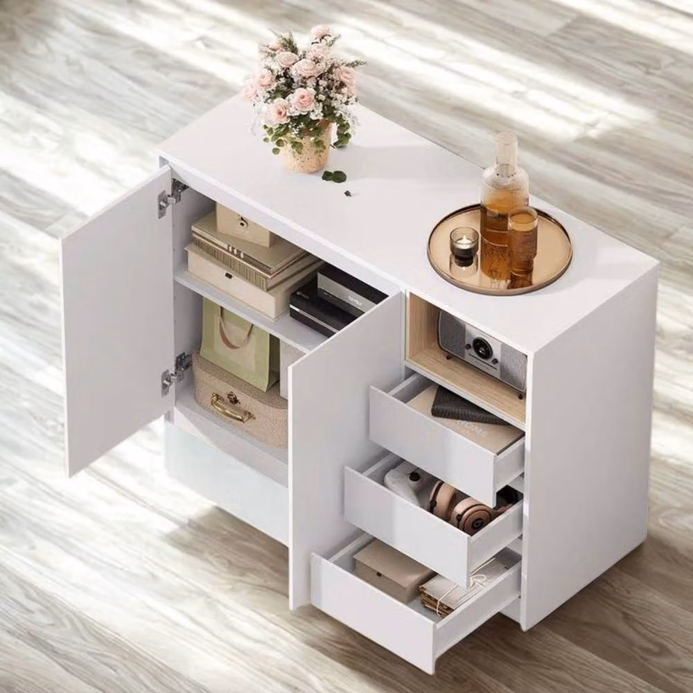 Pirlo Plush Modern Sideboard Buffet Cabinet in White Matt – 5
