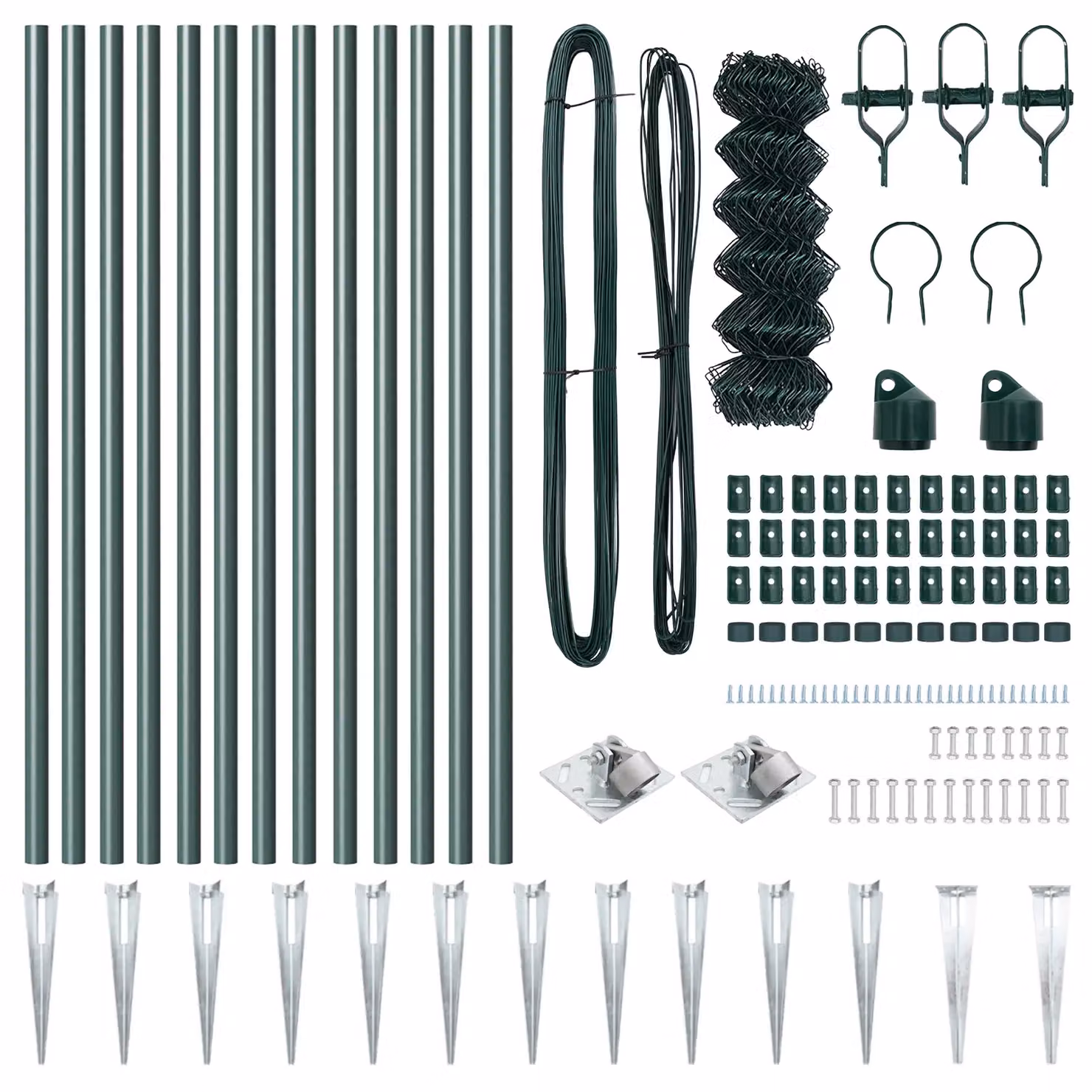 Berkfield Home Green Galvanised Steel Chain Link Fence with 13 Spike Posts, W: 0.4 m, L: 25 m – 2