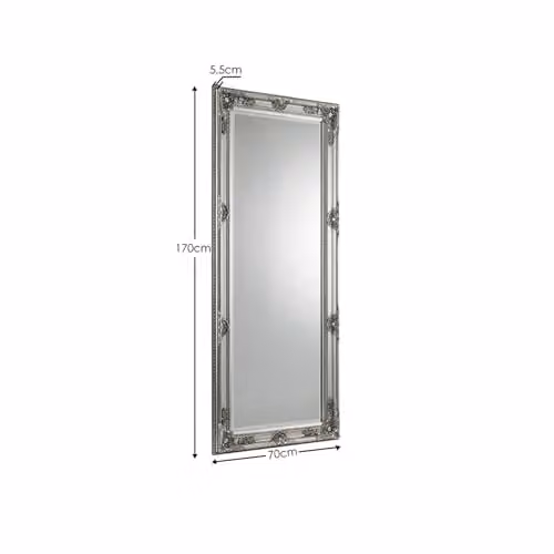 Julian Bowen Palais Full Length Mirror in Antique Grey, H 170 cm x W 70 cm, Wall Mounted or Leaner Mirror – 3