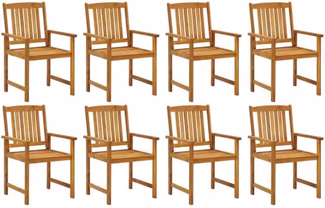 Berkfield Home Set of 8 Brown Oiled Solid Acacia Wood Garden Chairs