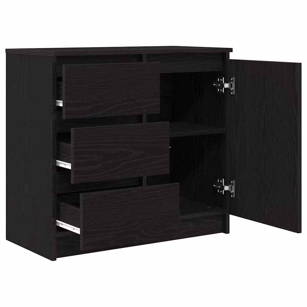 Berkfield Home Sideboard with Drawer in Black Oak, W/D/H: 71 x 35 x 65 cm – 3
