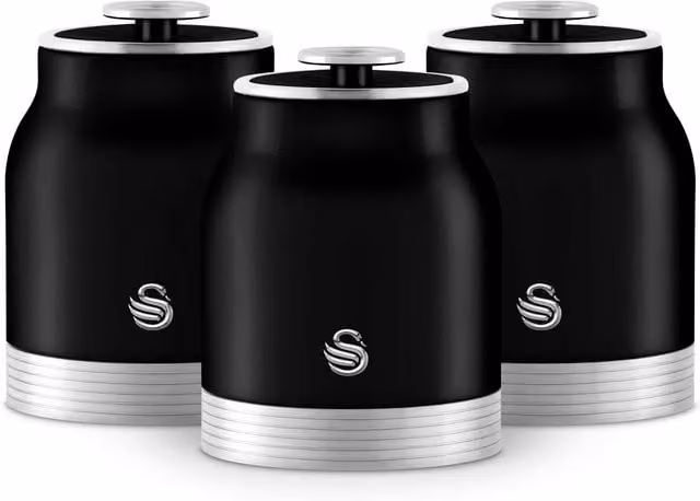 Swan Retro Revive 3 Piece Metal Canister Set in Black
