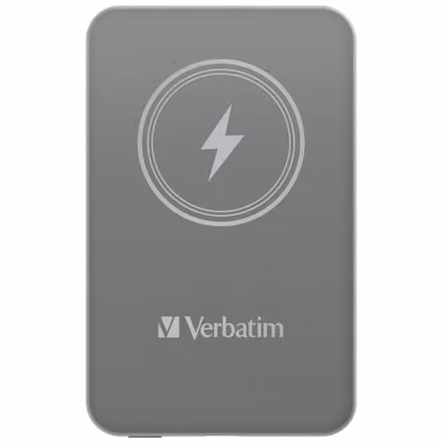 Verbatim Magnetic Power Bank 5000 mAh with 15 W Wireless Charging and 20 W USB-C PD, Grey – 1