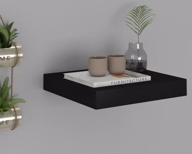Berkfield Home Black Floating Wall Shelf W/D/H: 23 x 23.5 x 3.8 cm