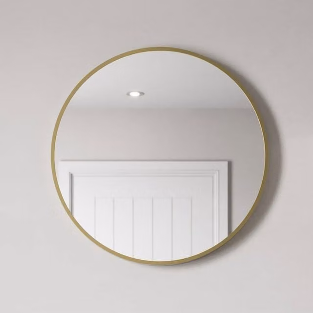 Bathwell Round Modern Wall Mirror in Gold Metal