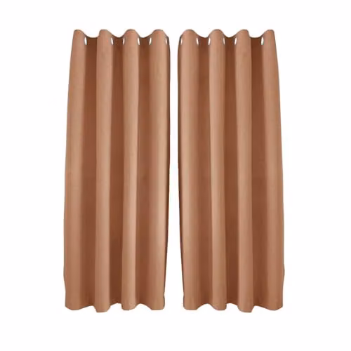 Happy Homewares Modern Orange Linen Blackout Eyelet Curtains, 2 Panels, Width: 117 cm, Drop: 137 cm – 1