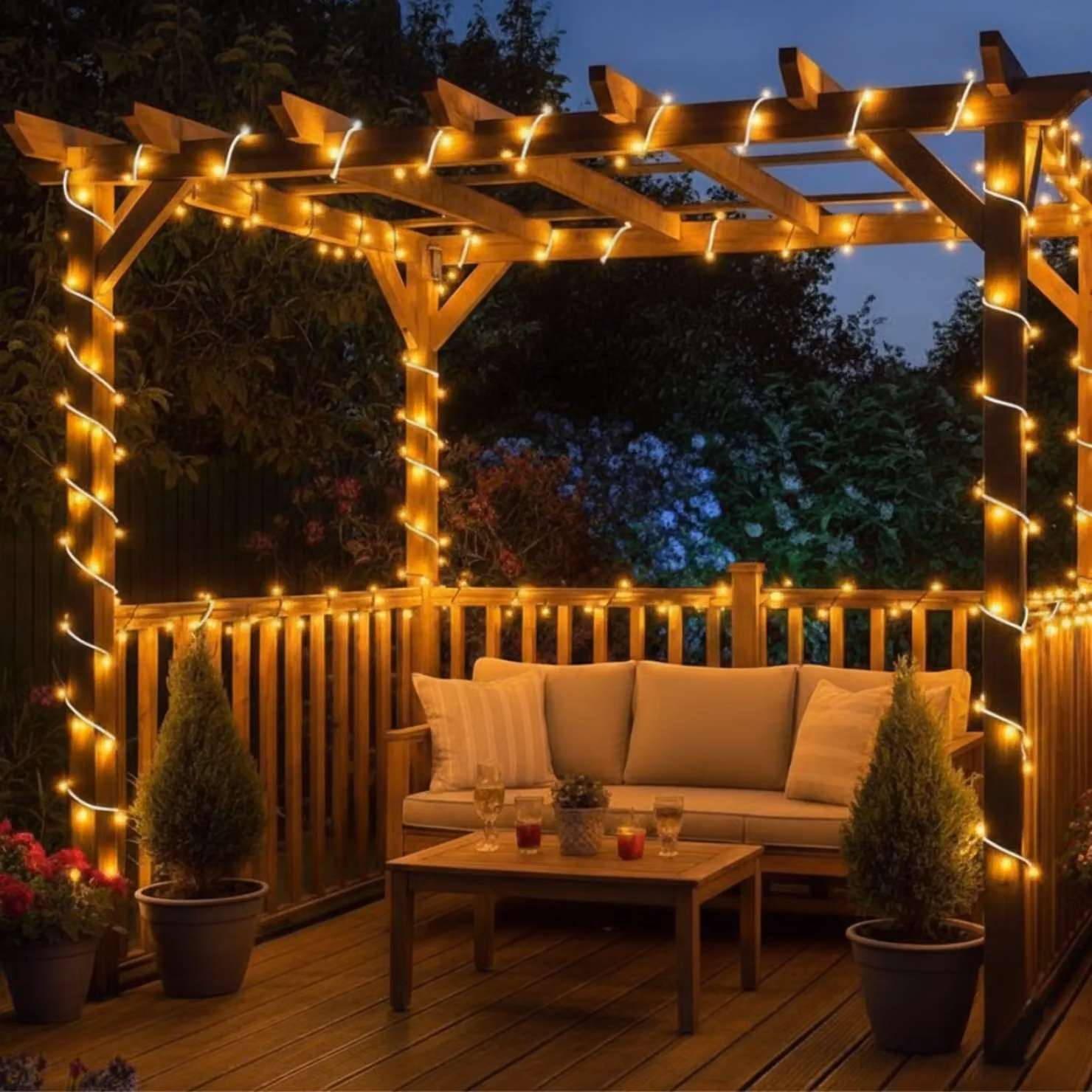 Pegdev Warm White LED String Lights with White Rubber Cable, IP65 Waterproof, 10m – 2