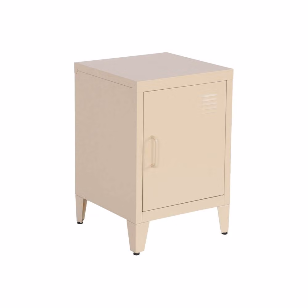 sweeek Industrial Metal Bedside Table with 1 Door in Beige – 2