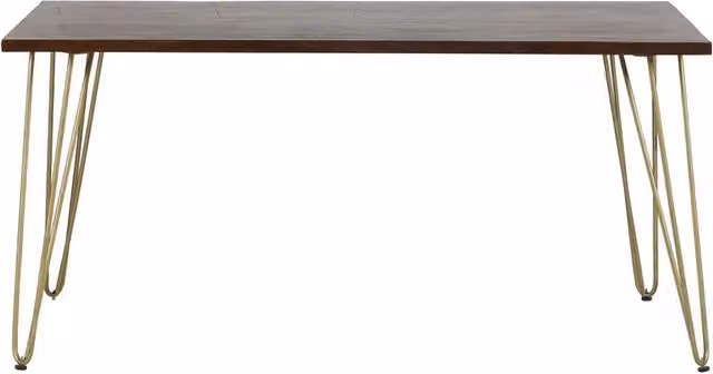 IH Design Dallas Rectangular 6 Seater Dining Table in Dark Mango and Gold