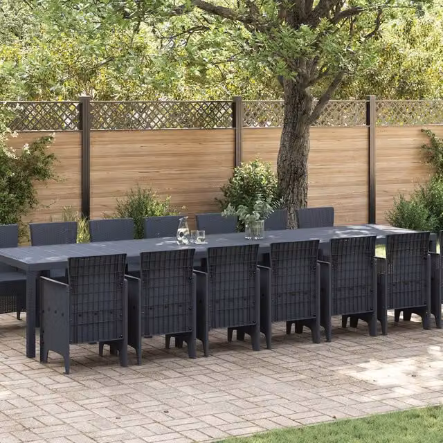 Berkfield Home 15 Piece Anthracite Poly Rattan Garden Dining Set