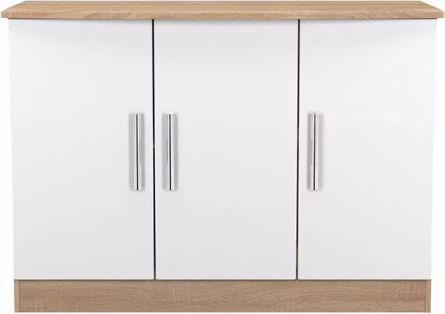 Ready Assembled 2 U Windsor 3 Door Sideboard in White and Multicolour