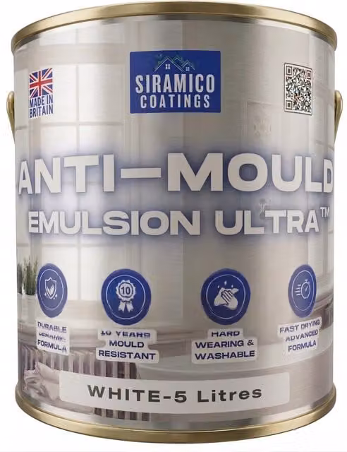 Siramico Coatings Anti Mould Paint Ultra Matt White Dispersion 5 l