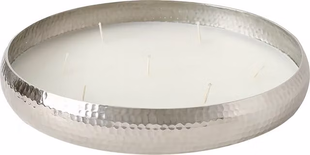 Marco Paul Vanilla Scented 7 Wick Metal Tabletop Candle in Silver