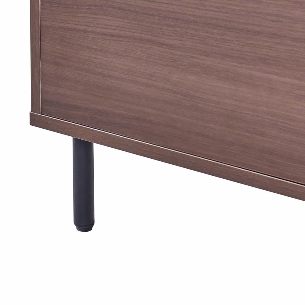 Wyld and Coco Dark Brown Bedside Table with One Drawer and Black Metal Legs – 5