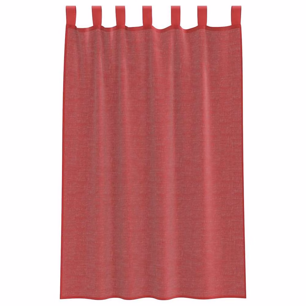 Berkfield Home Red Voile Fabric Panel Curtains with Tabs, 2 Pack, W: 140 cm, H: 175 cm – 3