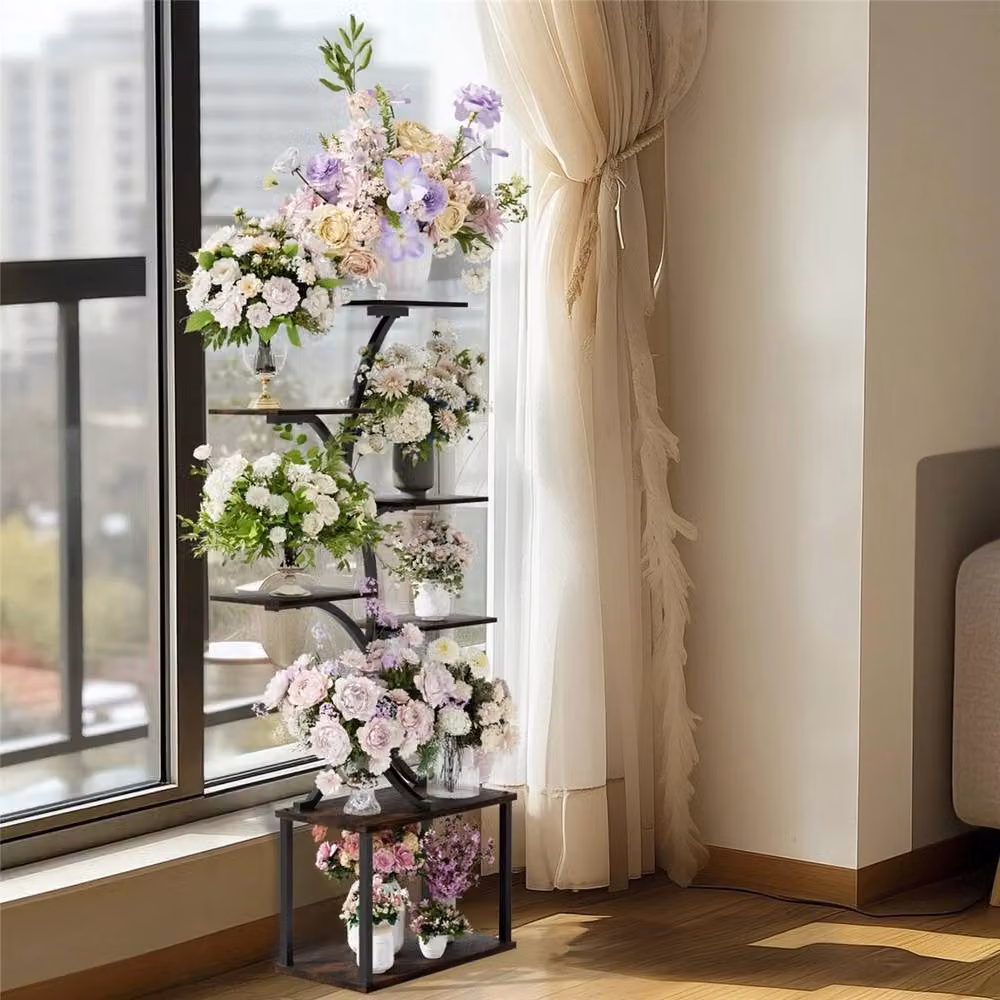 ERGOVEXA Black Industrial Indoor Plant Stand and Flower Pot Storage Shelf – 3