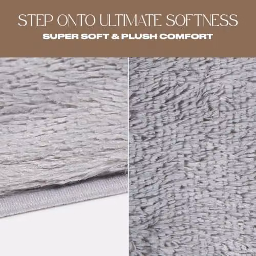 OHS Grey Soft Fluffy Runner Rug, Non-Slip Polyester Area Rug for Hallway, Bedroom or Living Room, W/D/H: 60 x 150 x 1 cm – 3