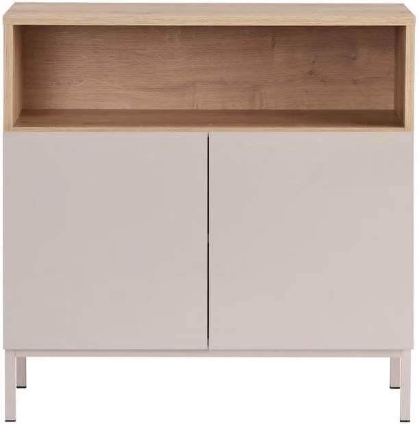 CALICOSY Oliver Small Sideboard with 2 Doors and 1 Niche, Beige, W: 80 cm, H: 80 cm, D: 40 cm