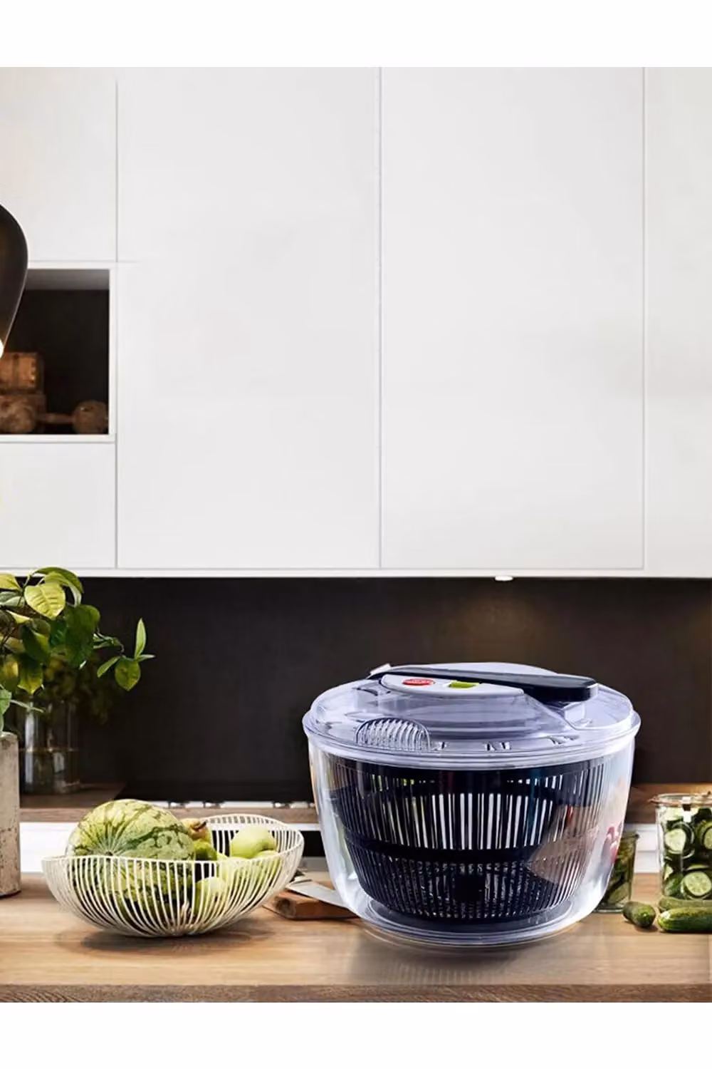 Living and Home 5L Manual Salad Spinner Vegetable and Fruit Washer Drainer Bowl in Black – 4