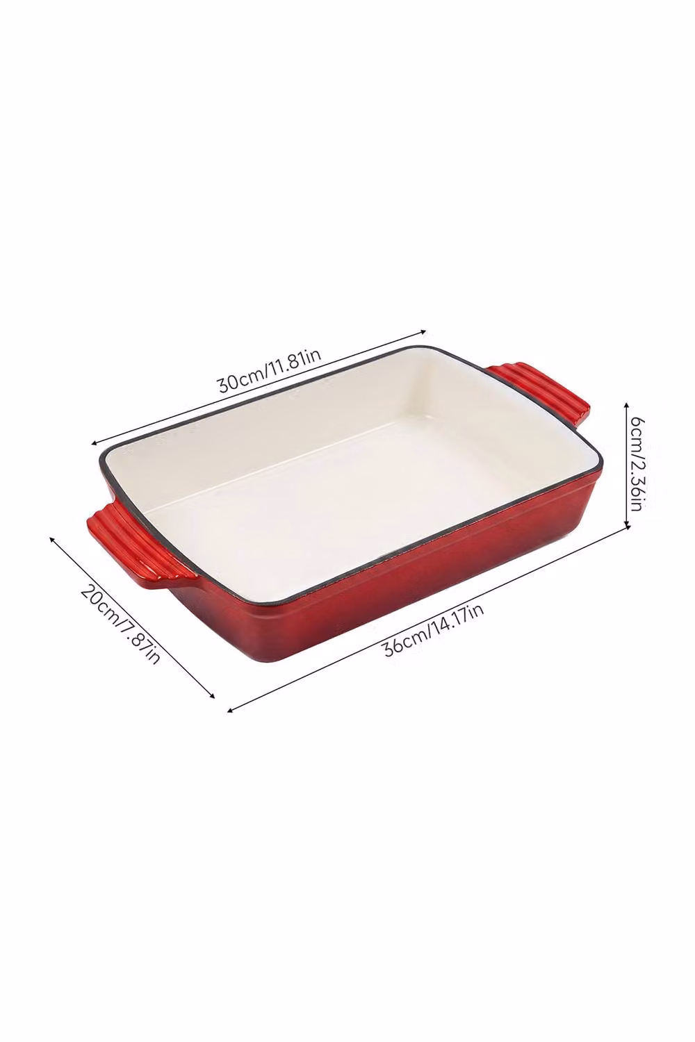 Living and Home Red Enamelled Cast Iron Roasting Pan, 3 l – 4
