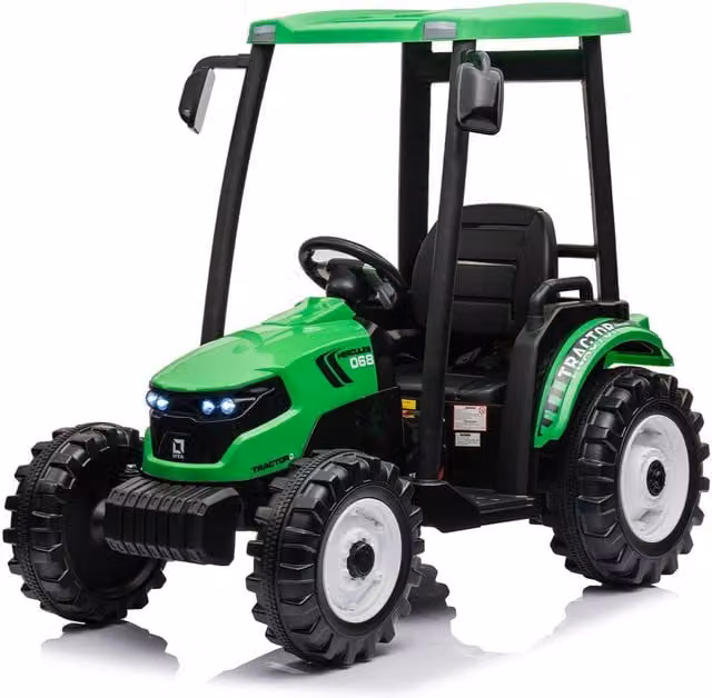 OutdoorToys Hercules 12V Electric Ride On Tractor with Parental Remote Control, Green
