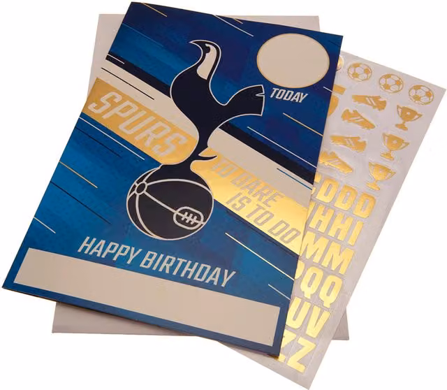 Tottenham Hotspur FC Birthday Card with Stickers in Navy Blue and Gold