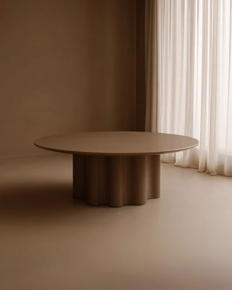 Tommy Franks Moon Round Coffee Table in Brown, Diameter: 110 cm, Height: 38 cm