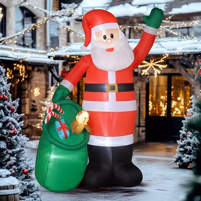 OUTSUNNY 9ft Giant Christmas Blow Up Decoration with Built-in LED Lights in Red, W: 180 cm, D: 90 cm – 1