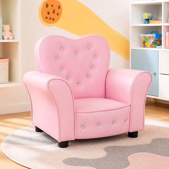STILVORA Children's Armchair with Tufted Back in Pink
