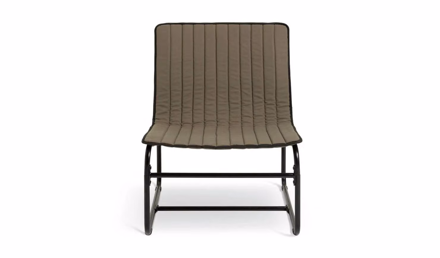 Riba Fabric Sling Accent Chair in Khaki with Metal Frame and Armrests