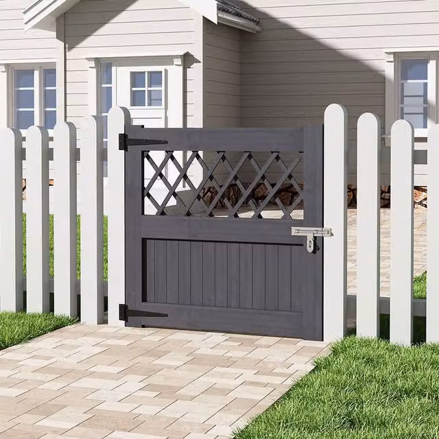Livingandhome Rhombus Wood Garden Gate in Grey, W 90 cm x H 90 cm