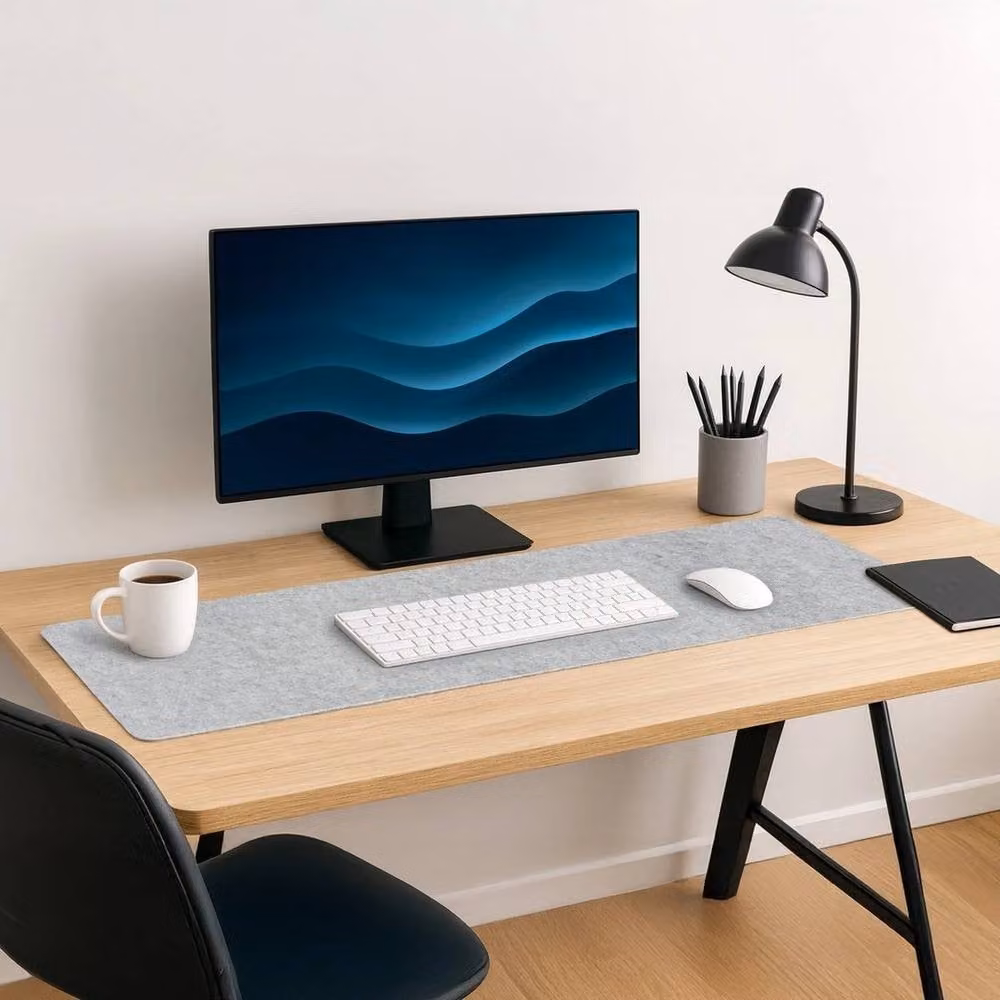 PAWNORA Non-Slip Felt Desk Mat in Light Grey – 2