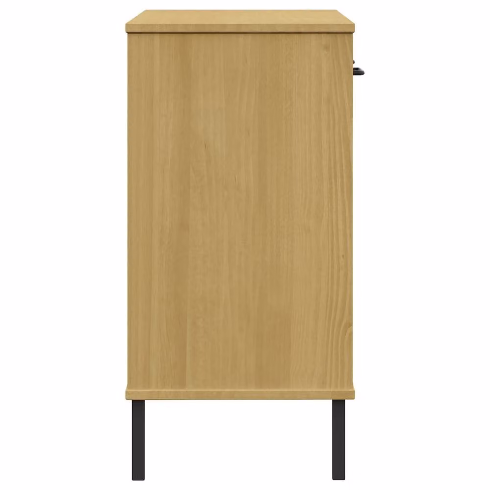 Berkfield Home Oslo Industrial Console Cabinet in Brown Solid Pine Wood with Metal Legs – 4