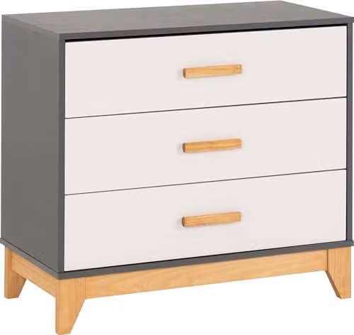 Seconique Cleveland 3 Drawer Chest in White and Grey – 1