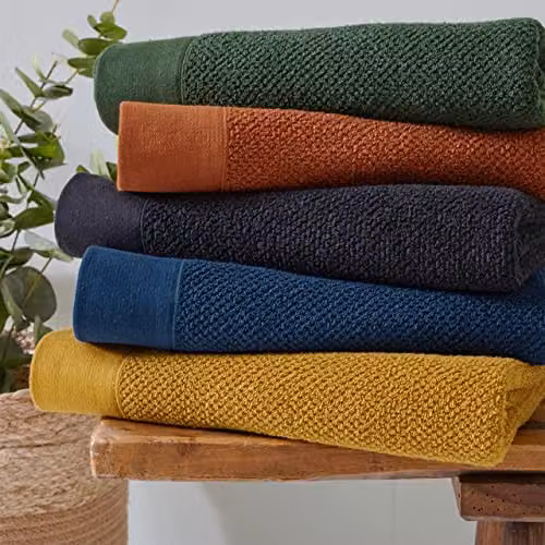Riva Home Textured Weave Oxford Panel Cotton Bath Towel in Blue, W/D/H: 70 x 130 cm – 4